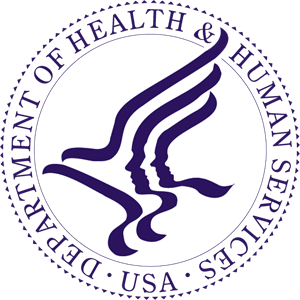 A purple and white logo of the health care system.