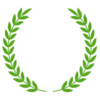 A green wreath of leaves on a black background