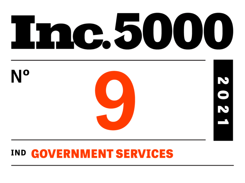A picture of the inc. 5 0 0 0 logo with 9 government services written underneath it