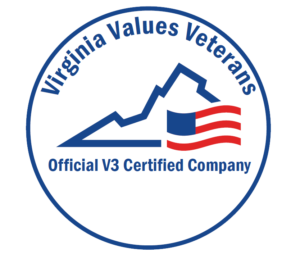 A logo for the virginia values veterans official v 3 certified company.