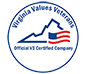 A logo of the official v 3 certified company.